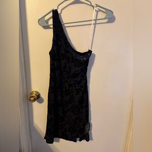 Lulu's Midnight Blue One-Shoulder Dress